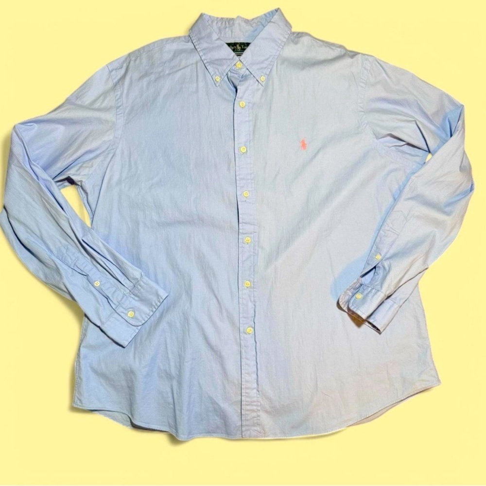 Ralph Lauren Blue Custom Fit Size XXL Shirt Button Long Sleeve Casual